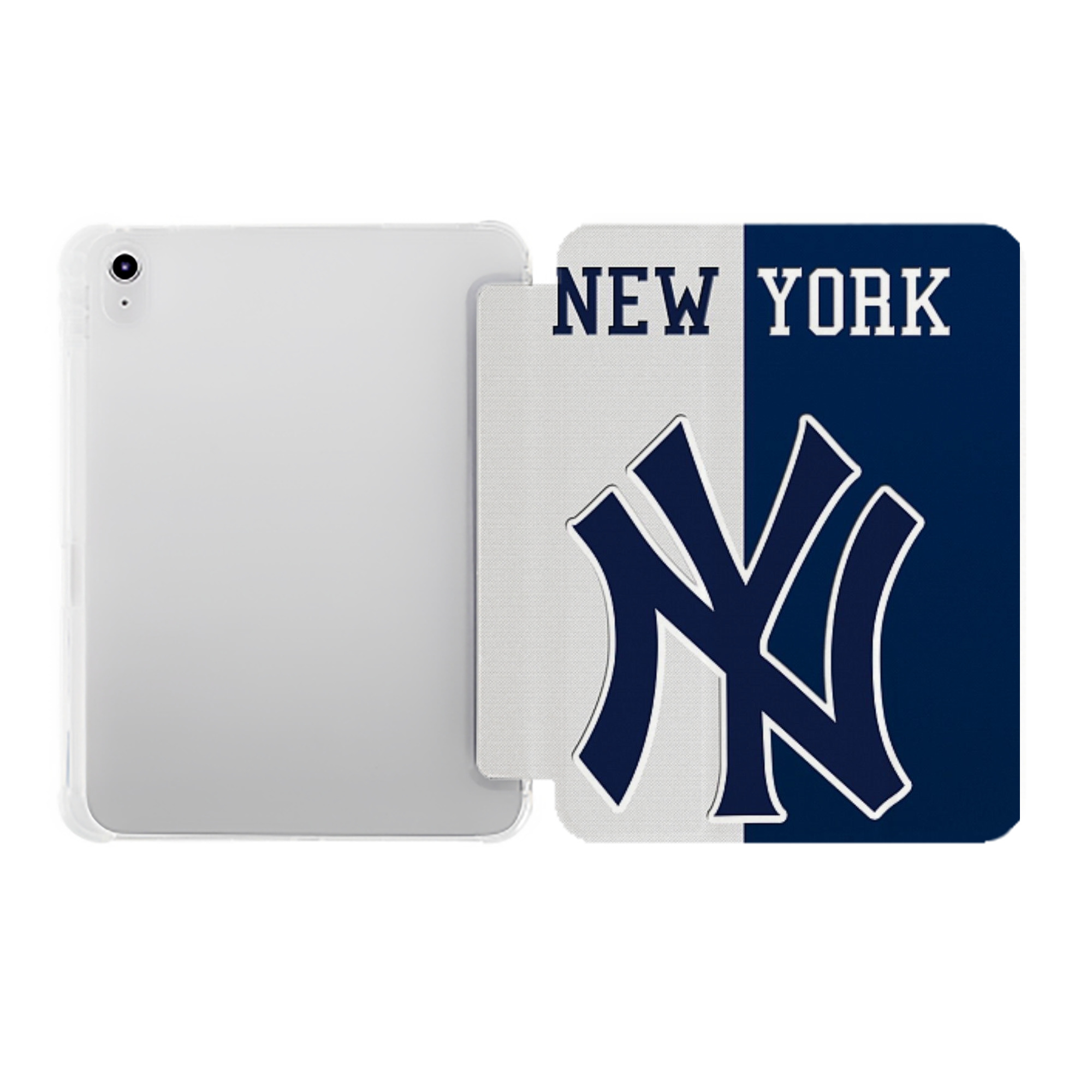 New York Yankees 332 Premium Tri-Fold PU Leather & Silicone IPad Case With Pencil Slot – Fits 9.5,10.5,10.9 – Adjustable Stand, Slim, Protective